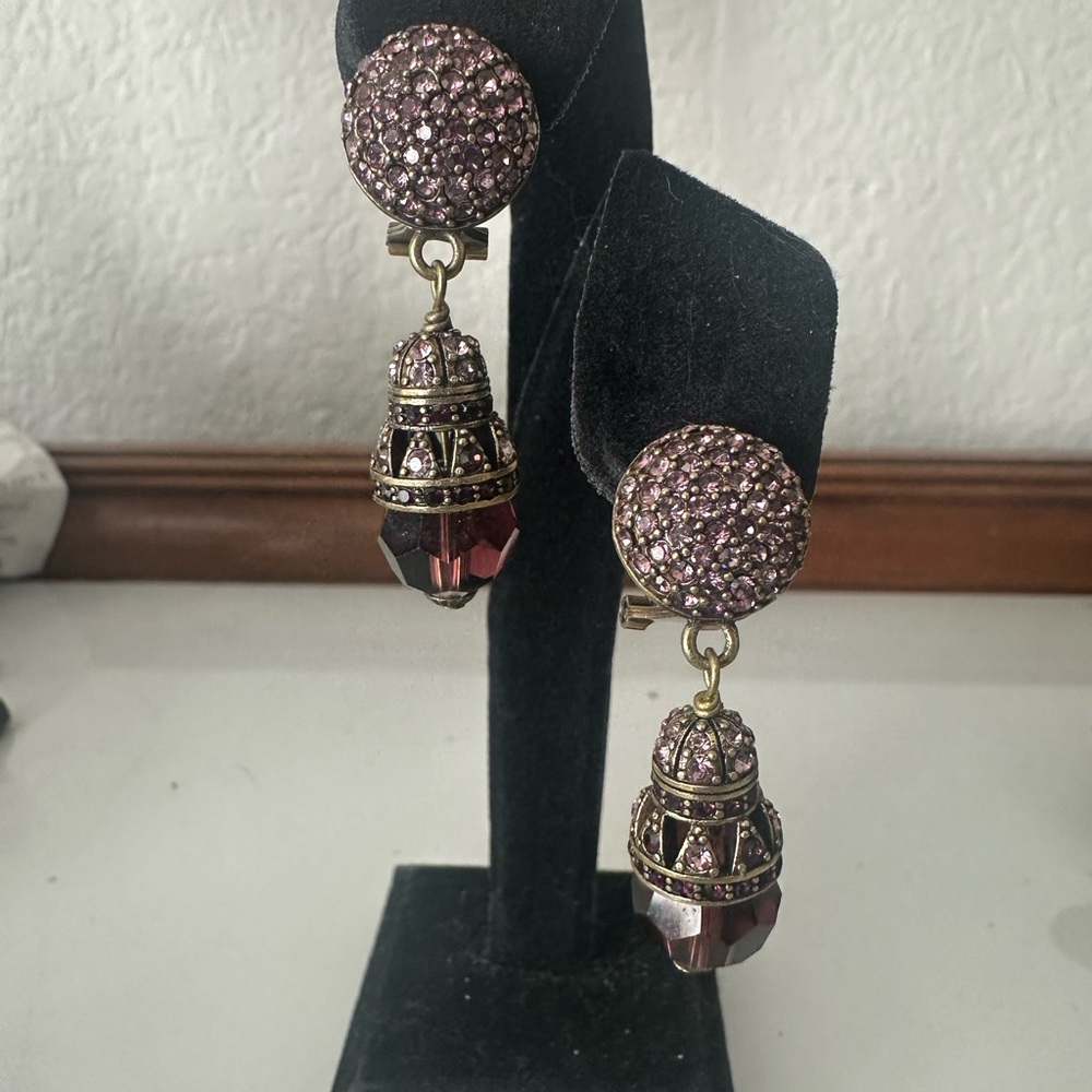 Elegant Pink and Gold crystals Drop Earrings